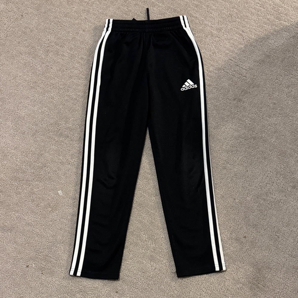 Adidas Kids Black Joggers with White Stripes